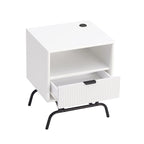 Table basse et table d'appoint modernes 2 pièces avec tiroirs accentués de vagues 3D