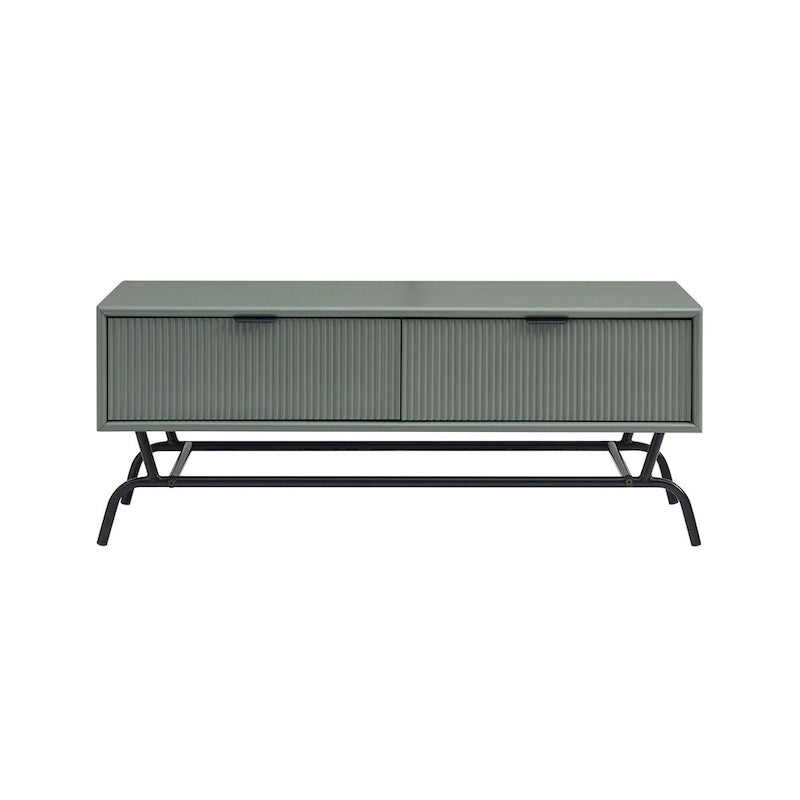 Table basse et table d'appoint modernes 2 pièces avec tiroirs accentués de vagues 3D