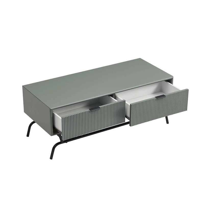 Table basse et table d'appoint modernes 2 pièces avec tiroirs accentués de vagues 3D