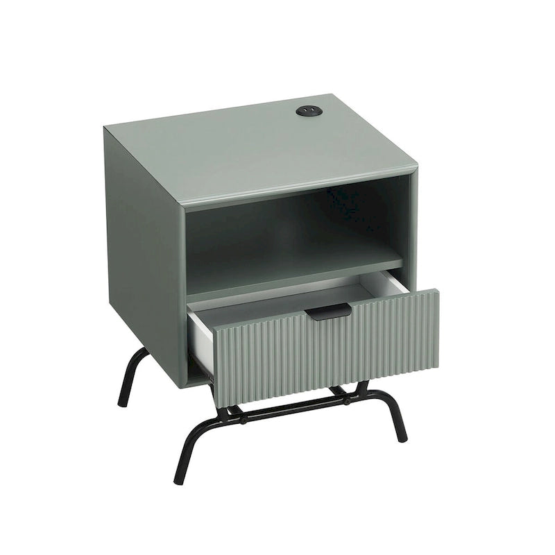 Table basse et table d'appoint modernes 2 pièces avec tiroirs accentués de vagues 3D
