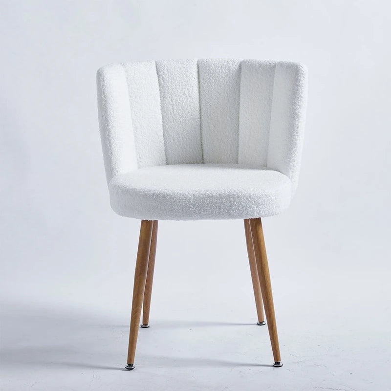 Table à manger ronde avec 4 chaises en tissu peluche Teddy