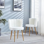 Table à manger ronde avec 4 chaises en tissu peluche Teddy