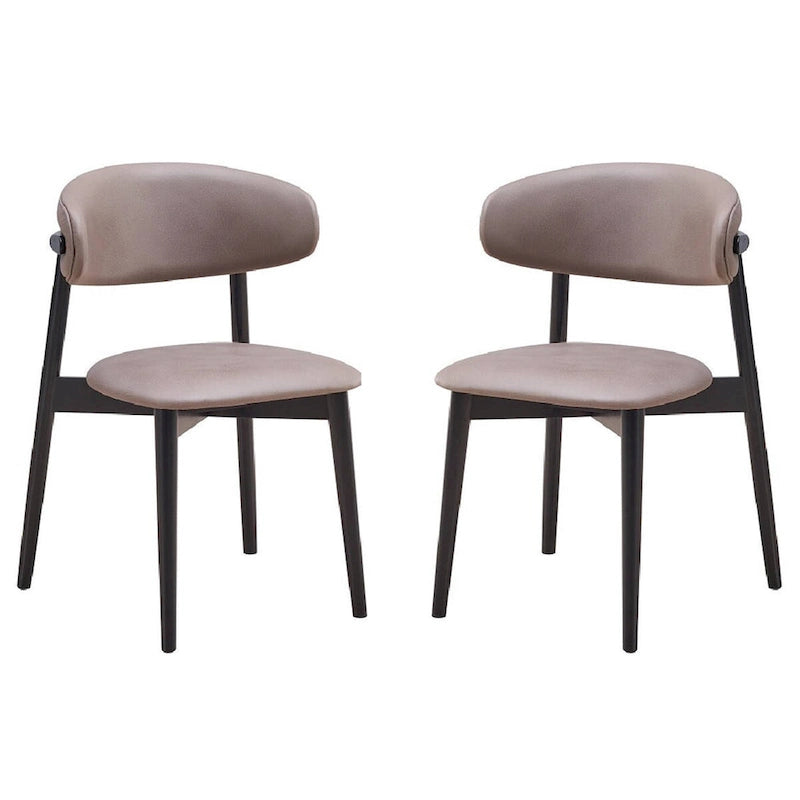 Chaise de salle à manger latérale de 23 pouces, pieds tournés, tissu gris, noir