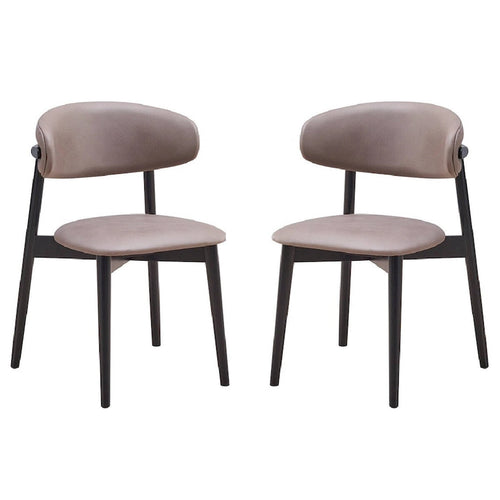 Chaise de salle à manger latérale de 23 pouces, pieds tournés, tissu gris, noir