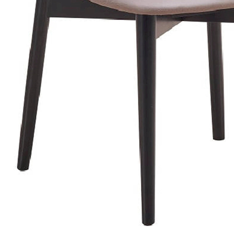 Chaise de salle à manger latérale de 23 pouces, pieds tournés, tissu gris, noir