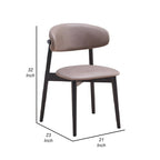 Chaise de salle à manger latérale de 23 pouces, pieds tournés, tissu gris, noir