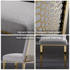 Chaises de salle à manger luxueuses en bouclette blanche avec pieds en métal doré poli