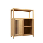 Meuble de rangement en bambou, meuble de salle de bain autoportant avec 2 portes à persiennes, meuble bas.