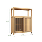 Meuble de rangement en bambou, meuble de salle de bain autoportant avec 2 portes à persiennes, meuble bas.