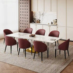 Table à manger rectangulaire extensible en pierre frittée 94.48 9 pièces avec 8 chaises en similicuir